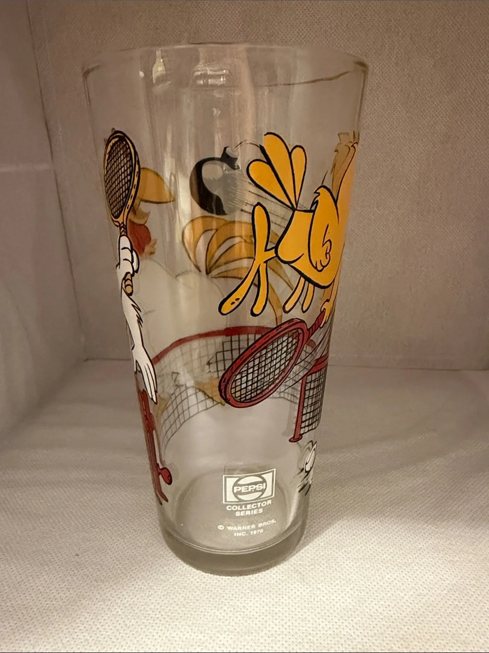 Pepsi Vintage Chicken Cartoon Glass with Red, Yellow, White Accents